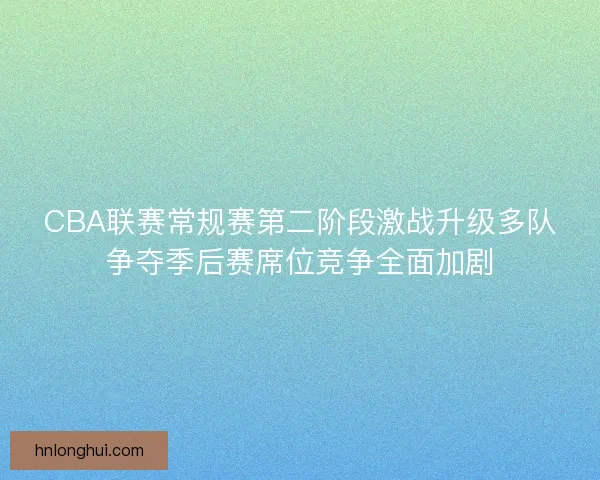 CBA联赛常规赛第二阶段激战升级多队争夺季后赛席位竞争全面加剧